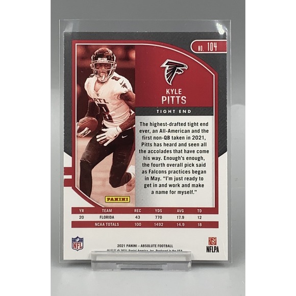 2021 Panini Absolute Kyle Pitts #104 RC Atlanta Falcons Rookie - Picture 2 of 3